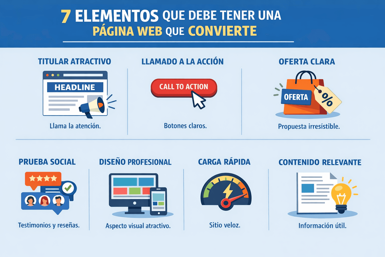 Los 7 elementos que debe tener una página web que convierte | Agencia ...